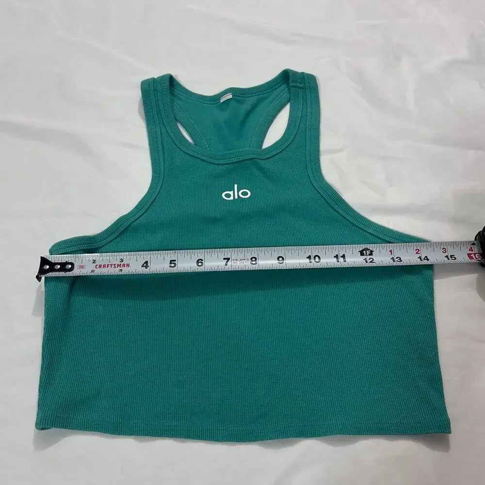 Alo Yoga Wonens Medium Aspire Crop Tank Tea Ribbed Cropped Fit Gym Outdoors